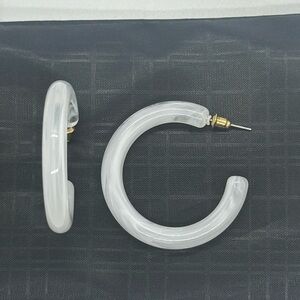 Chunky White Acrylic Hoop Earrings | Lucite Resin Hoops | Statement Jewelry